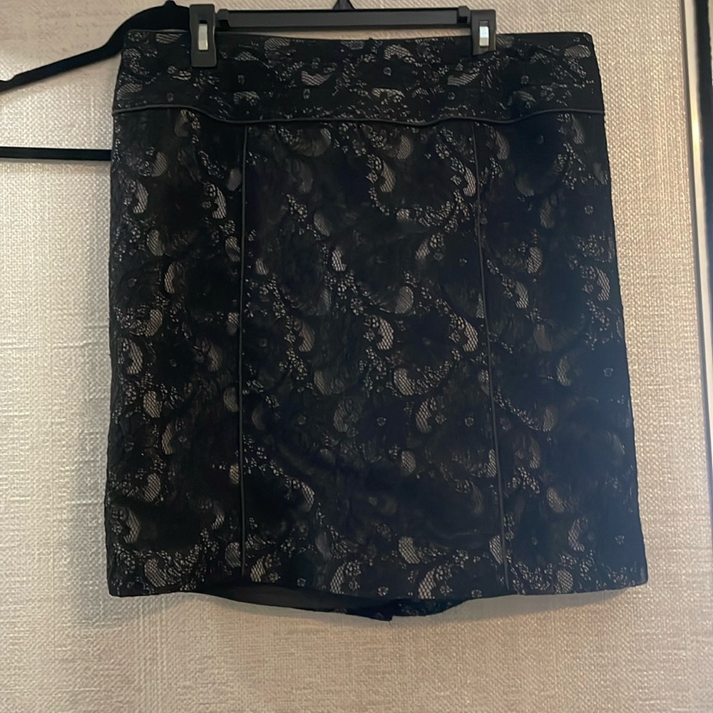 Grey with black lace overlay pencil skirt